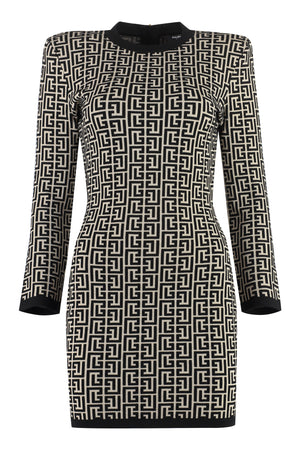Geometric jacquard wool dress-0